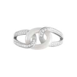 Histoire d'Or Bague Link Argent Blanc Céramique Et Oxyde De Zirconium New