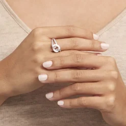 Histoire d'Or Bague Link Argent Blanc Céramique Et Oxyde De Zirconium New