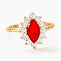 Histoire d'Or Bague Lisea Plaqué Or Jaune Verre Et Oxyde De Zirconium plaqué or jaune verre rouge Discount