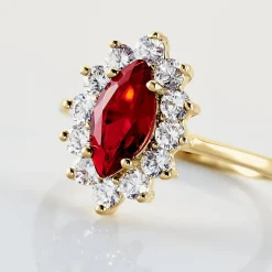 Histoire d'Or Bague Lisea Plaqué Or Jaune Verre Et Oxyde De Zirconium plaqué or jaune verre rouge Discount