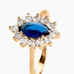 Histoire d'Or Bague Lisea Plaqué Or Jaune Verre Et Oxyde De Zirconium plaqué or jaune verre bleu Clearance