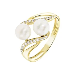 Histoire d'Or Bague Loeva Or Jaune Perle De Culture Et Oxyde De Zirconium Hot