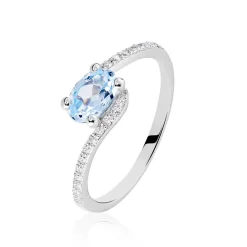 Histoire d'Or Bague Loriane Or Blanc Topaze Et Oxyde De Zirconium or blanc topaze bleue Outlet