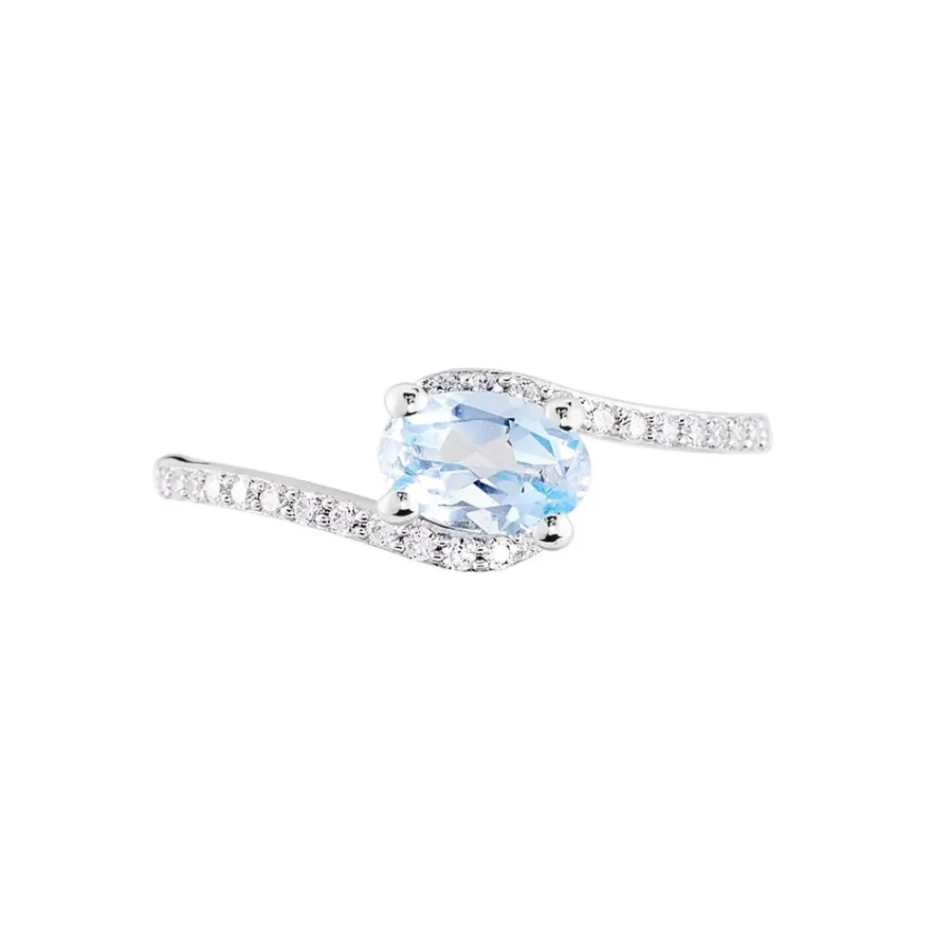 Histoire d'Or Bague Loriane Or Blanc Topaze Et Oxyde De Zirconium or blanc topaze bleue Outlet