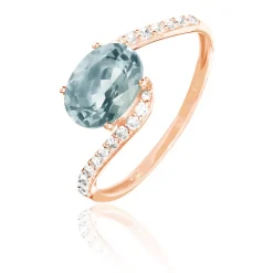 Histoire d'Or Bague Loriane Or Rose Aigue Marine Et Diamant Best