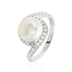 Histoire d'Or Bague Loris Argent Blanc Perle De Culture Et Oxyde De Zirconium Clearance