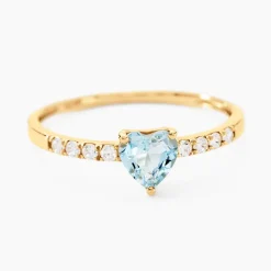 Histoire d'Or Bague Love Ring Or Jaune Topaze Oxyde De Zirconium or jaune topaze bleu sky Hot