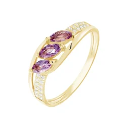 Histoire d'Or Bague Lukretia Or Jaune Amethyste Et Oxyde De Zirconium New