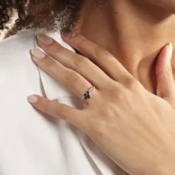 Histoire d'Or Bague Lupe Or Blanc Saphir Et Diamant