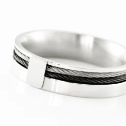 JOURDAN Bague Madine Acier Blanc Diamant Clearance