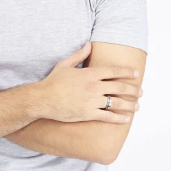 JOURDAN Bague Madine Acier Blanc Diamant Clearance