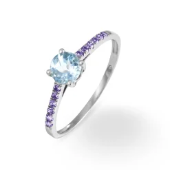 Histoire d'Or Bague Manon Or Blanc Topaze Et Amethyste or blanc topaze bleue Sale