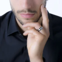 JOURDAN Bague Margalith Acier Blanc New