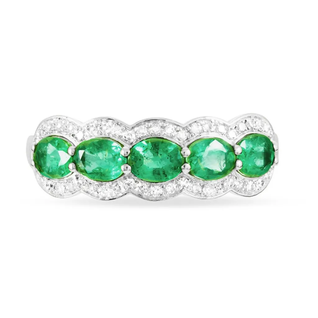 Histoire d'Or Bague Margaux Or Blanc Emeraude Et Diamant Hot