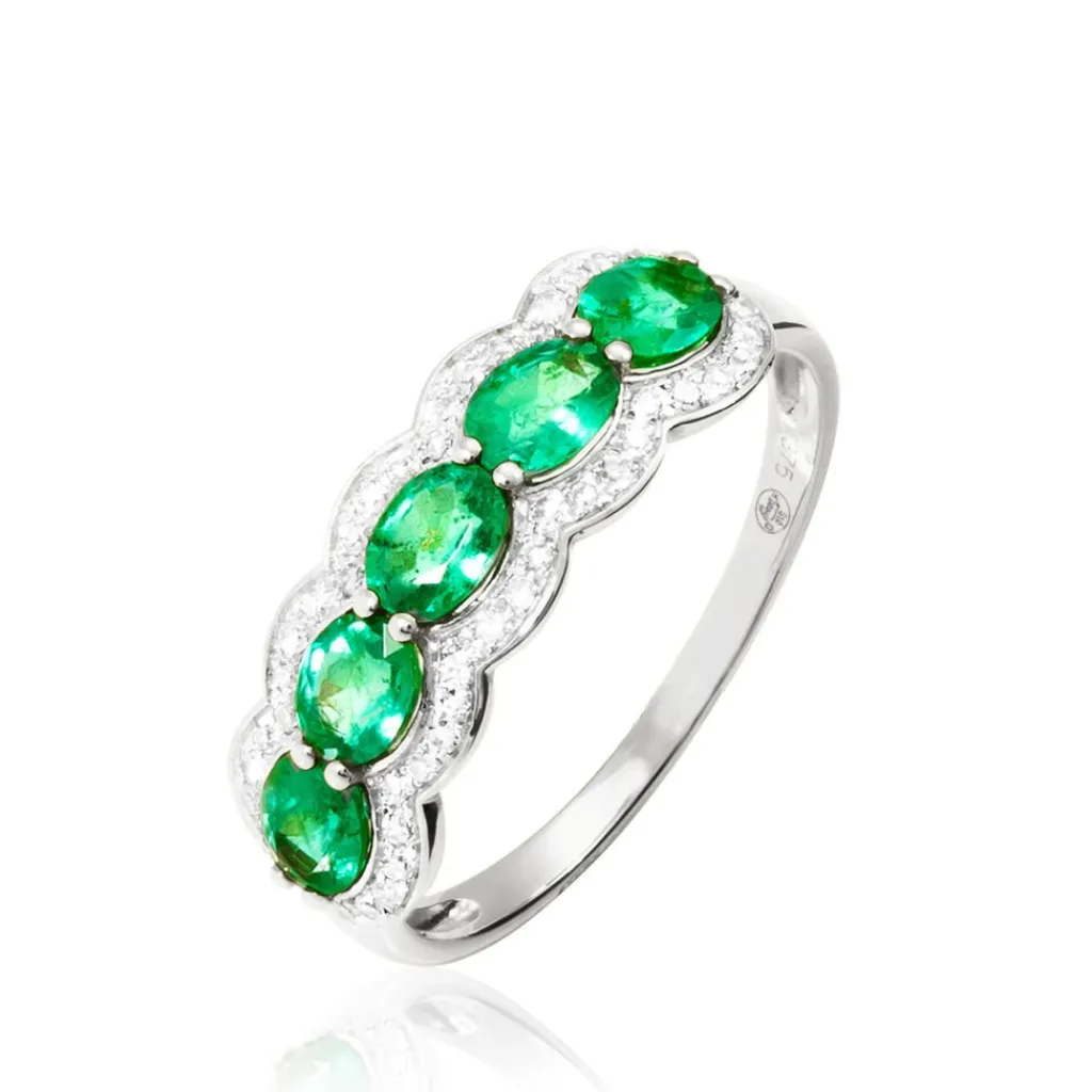 Histoire d'Or Bague Margaux Or Blanc Emeraude Et Diamant Best