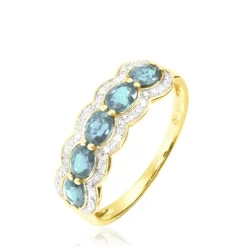 Histoire d'Or Bague Margaux Or Jaune Aigue Marine Et Diamant New