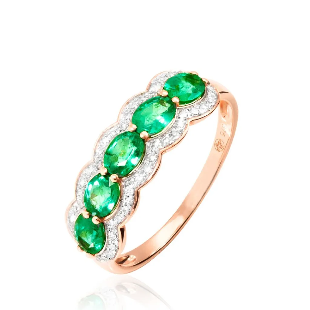 Histoire d'Or Bague Margaux Or Rose Emeraude Et Diamant Clearance