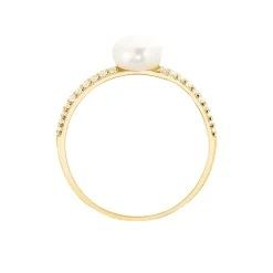 Histoire d'Or Bague Maria-francoise Or Jaune Perle De Culture Et Oxyde De Zirconium Discount