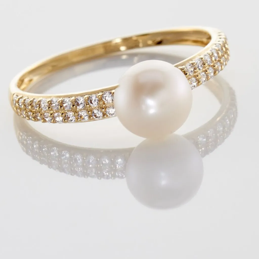Histoire d'Or Bague Maria-francoise Or Jaune Perle De Culture Et Oxyde De Zirconium Discount