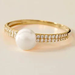 Histoire d'Or Bague Maria-francoise Or Jaune Perle De Culture Et Oxyde De Zirconium Discount