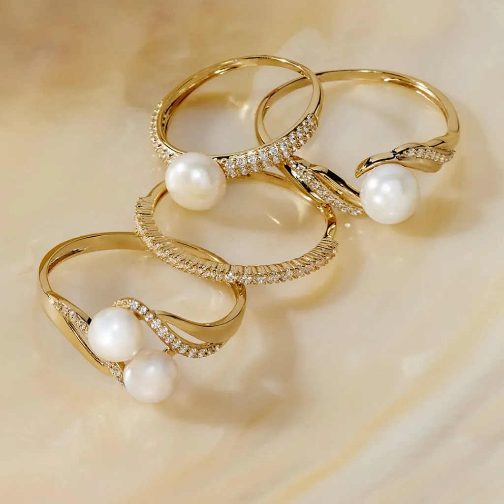 Histoire d'Or Bague Maria-francoise Or Jaune Perle De Culture Et Oxyde De Zirconium Discount