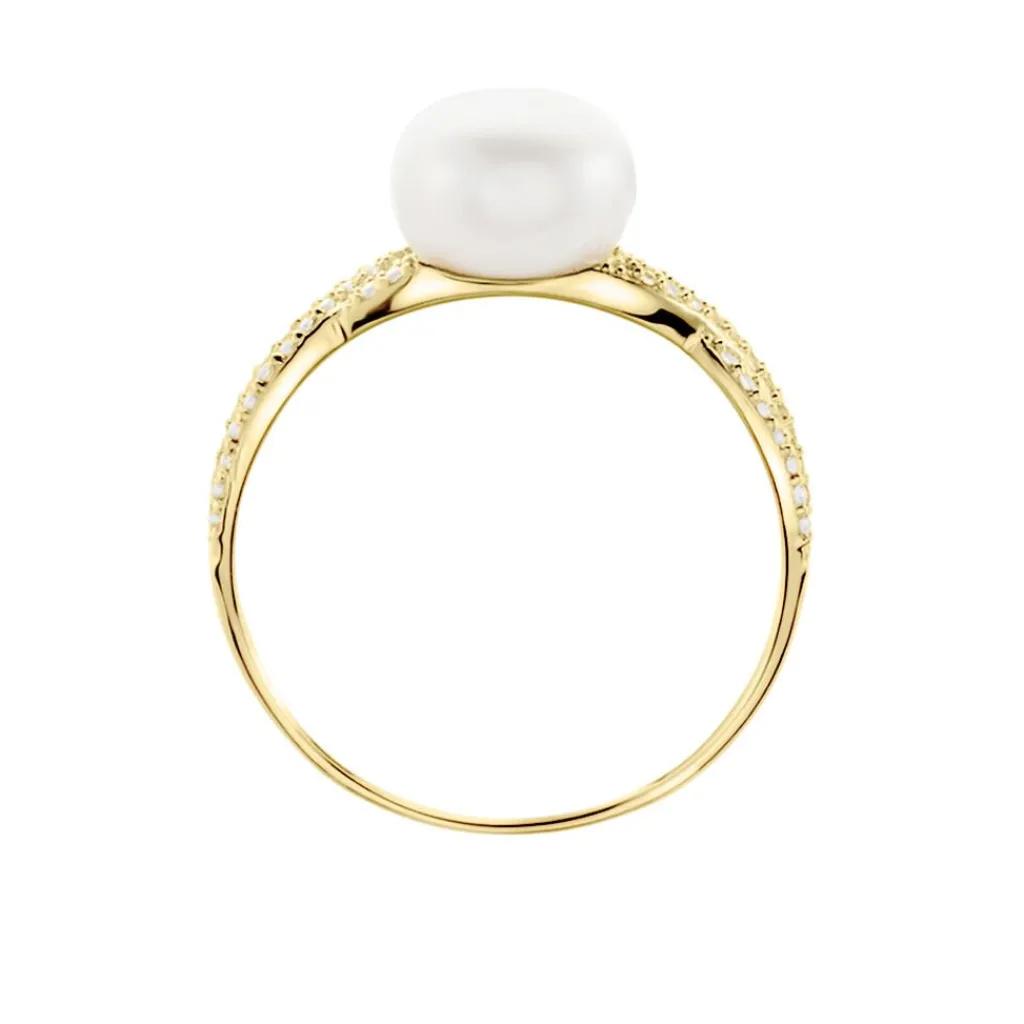 Histoire d'Or Bague Maria-theresa Or Jaune Perle De Culture Et Oxyde De Zirconium Hot