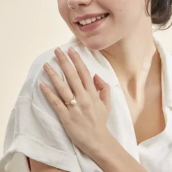 Histoire d'Or Bague Maria-theresa Or Jaune Perle De Culture Et Oxyde De Zirconium Hot