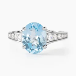 Histoire d'Or Bague Marie-camille Or Blanc Topaze Et Oxyde De Zirconium or blanc topaze bleue Outlet