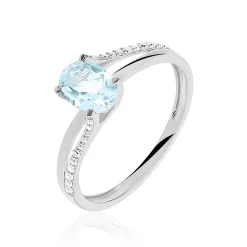Histoire d'Or Bague Marie-eva Or Blanc Topaze Et Oxyde De Zirconium or blanc topaze bleue New