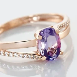 Histoire d'Or Bague Marie-eva Or Rose Amethyste Et Oxyde De Zirconium or rose amethyste violette Online
