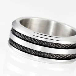 Histoire d'Or Bague Men's Steel Acier Blanc