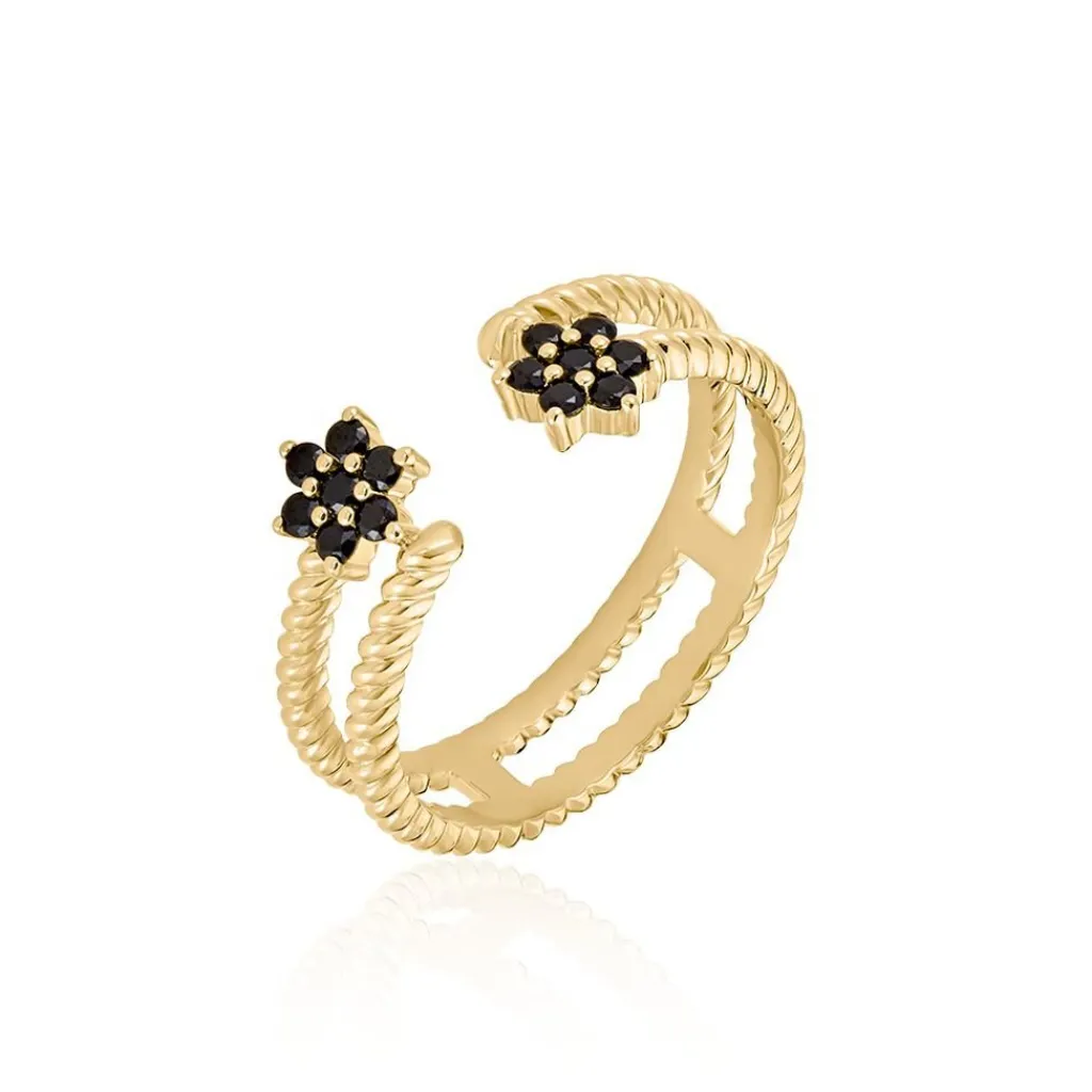 Histoire d'Or Bague Midnight Royalty Plaqué Or Jaune Pierre De Synthèse Best