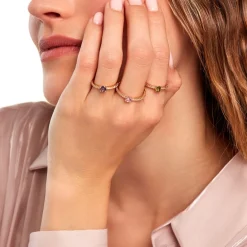 Histoire d'Or Bague Mireilla Plaqué Or Doré Oxyde De Zirconium plaqué or jaune oxyde vert Clearance