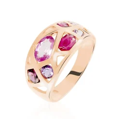 Histoire d'Or Bague Mosaique Or Rose Amethyste Et Rhodolite Et Saphir New