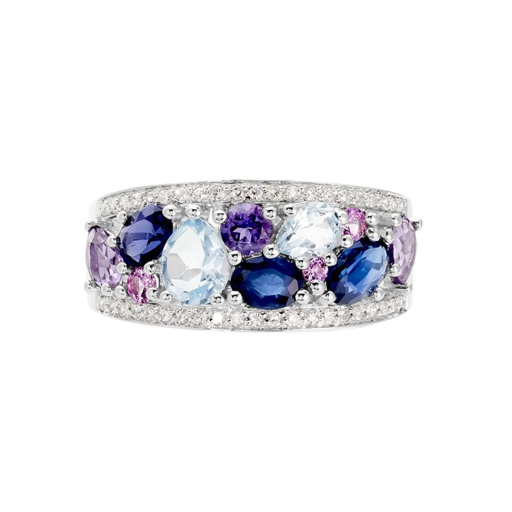 Histoire d'Or Bague Multicolore Or Blanc Topaze Et Amethyste Et Saphir or blanc topaze bleue Best
