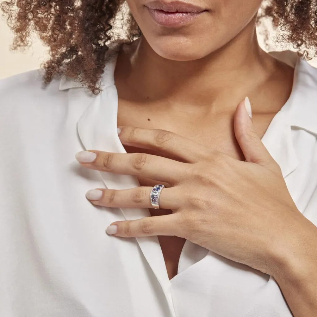 Histoire d'Or Bague Multicolore Or Blanc Topaze Et Amethyste Et Saphir or blanc topaze bleue Best