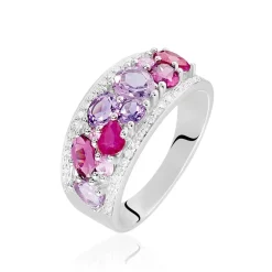 Histoire d'Or Bague Multicolore Or Blanc Amethyste Et Saphir Et Rhodolite or blanc amethyste violette Online