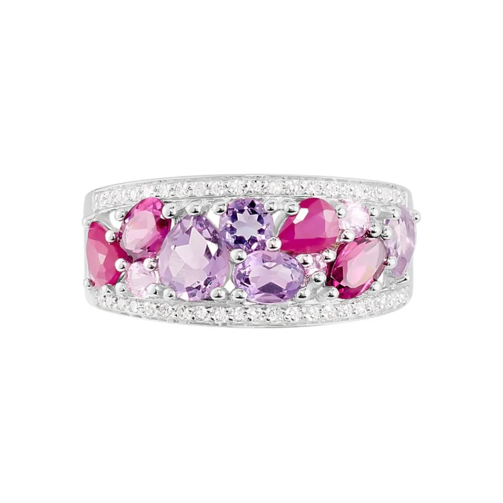 Histoire d'Or Bague Multicolore Or Blanc Amethyste Et Saphir Et Rhodolite or blanc amethyste violette Online