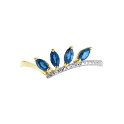 Histoire d'Or Bague Navette Diamant or jaune saphir New