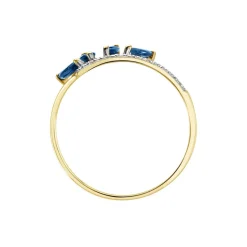 Histoire d'Or Bague Navette Diamant or jaune saphir New