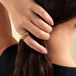 Histoire d'Or Bague Nemee Acier Jaune New