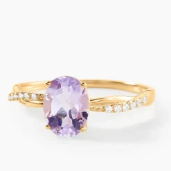 Histoire d'Or Bague Niklaus Or Jaune Améthyste Oxyde De Zirconium Sale