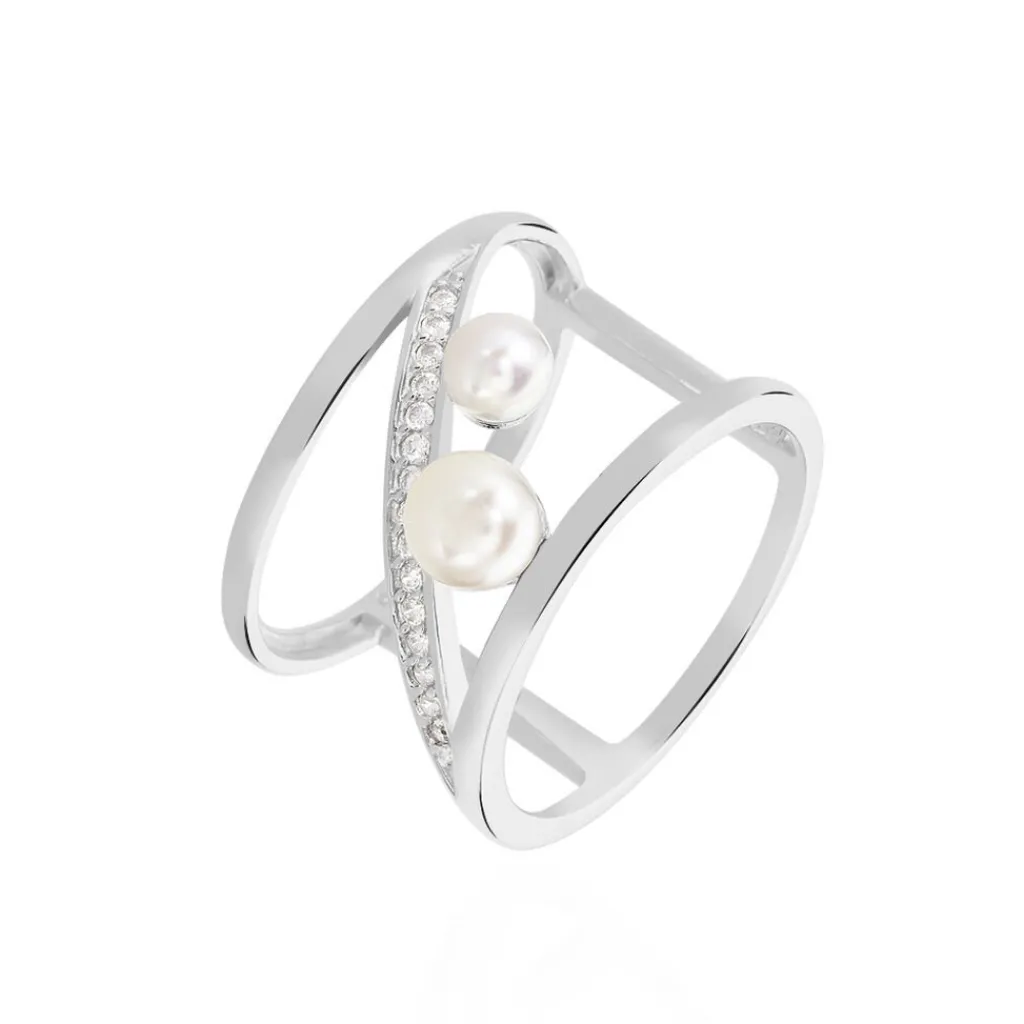 LAETIZIA Bague Nissi Argent Blanc Perle De Culture Oxyde De Zirconium Sale