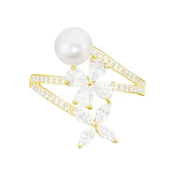 Histoire d'Or Bague Norah Or Jaune Perle De Culture Et Oxyde De Zirconium Hot