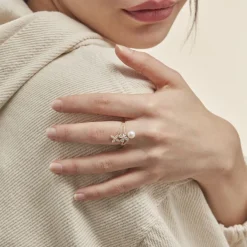 Histoire d'Or Bague Norah Or Jaune Perle De Culture Et Oxyde De Zirconium Hot