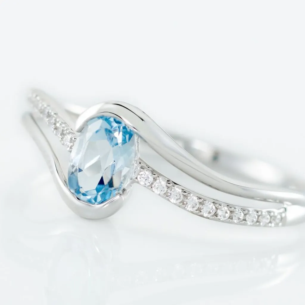 Histoire d'Or Bague Or Blanc Anja Topaze or blanc topaze bleu Clearance