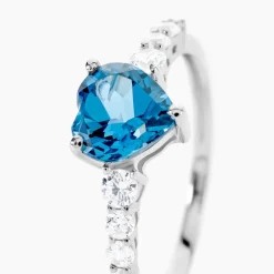 Histoire d'Or Bague Or Blanc Fany Topaze Oxydes De Zirconium or blanc topaze london blue Hot