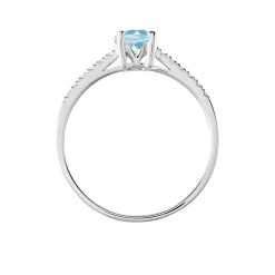 Histoire d'Or Bague Or Blanc Manon Topaze Oxydes De Zirconium or blanc topaze bleu sky Discount