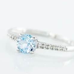 Histoire d'Or Bague Or Blanc Manon Topaze Oxydes De Zirconium or blanc topaze bleu sky Discount