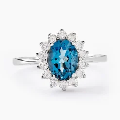 Histoire d'Or Bague Or Blanc Quintilla Topaze London Blue Et Oxydes Discount